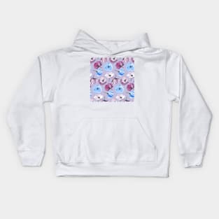 Poppies gray, blue, pink, purple Kids Hoodie